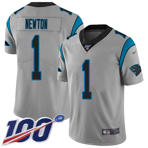 Carolina Panthers Limited Silver Youth Cam Newton Jersey NFL Football #1 100th Season Inverted Legend->youth nfl jersey->Youth Jersey
